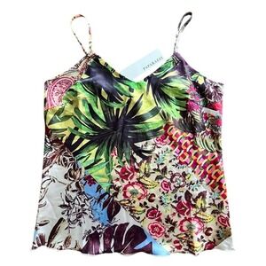 Paparazzi Tropical Patchwork Tank Top Blouse Cami Size M, NWT